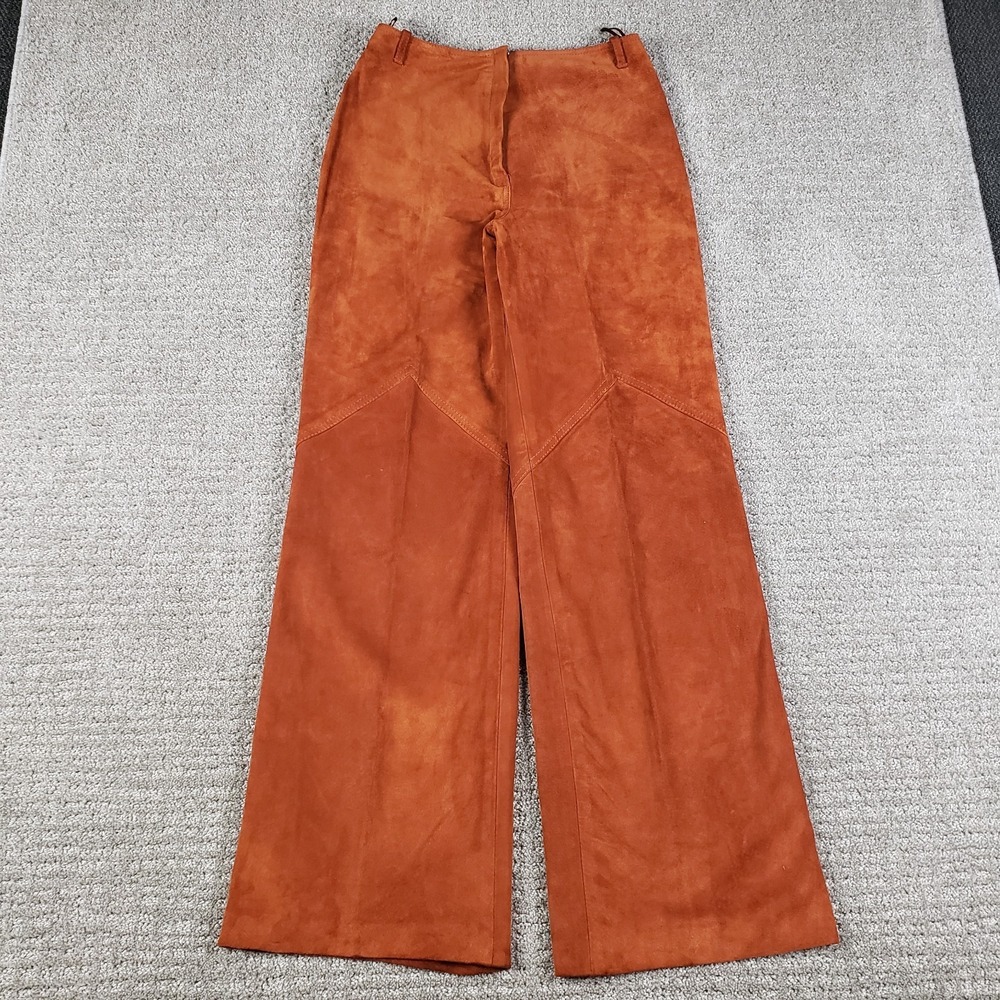Vtg 70s Glen of Michigan Pigskin Suede Leather Pants Womens 10 (27x32) Wide Leg